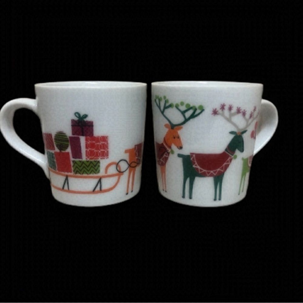 EUC Crate & Barrel 2014 Jen Bowers Christmas mugs